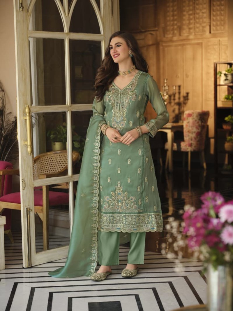Sea Green D 50138 By Zaveri Simar Beats Readymade Suits 